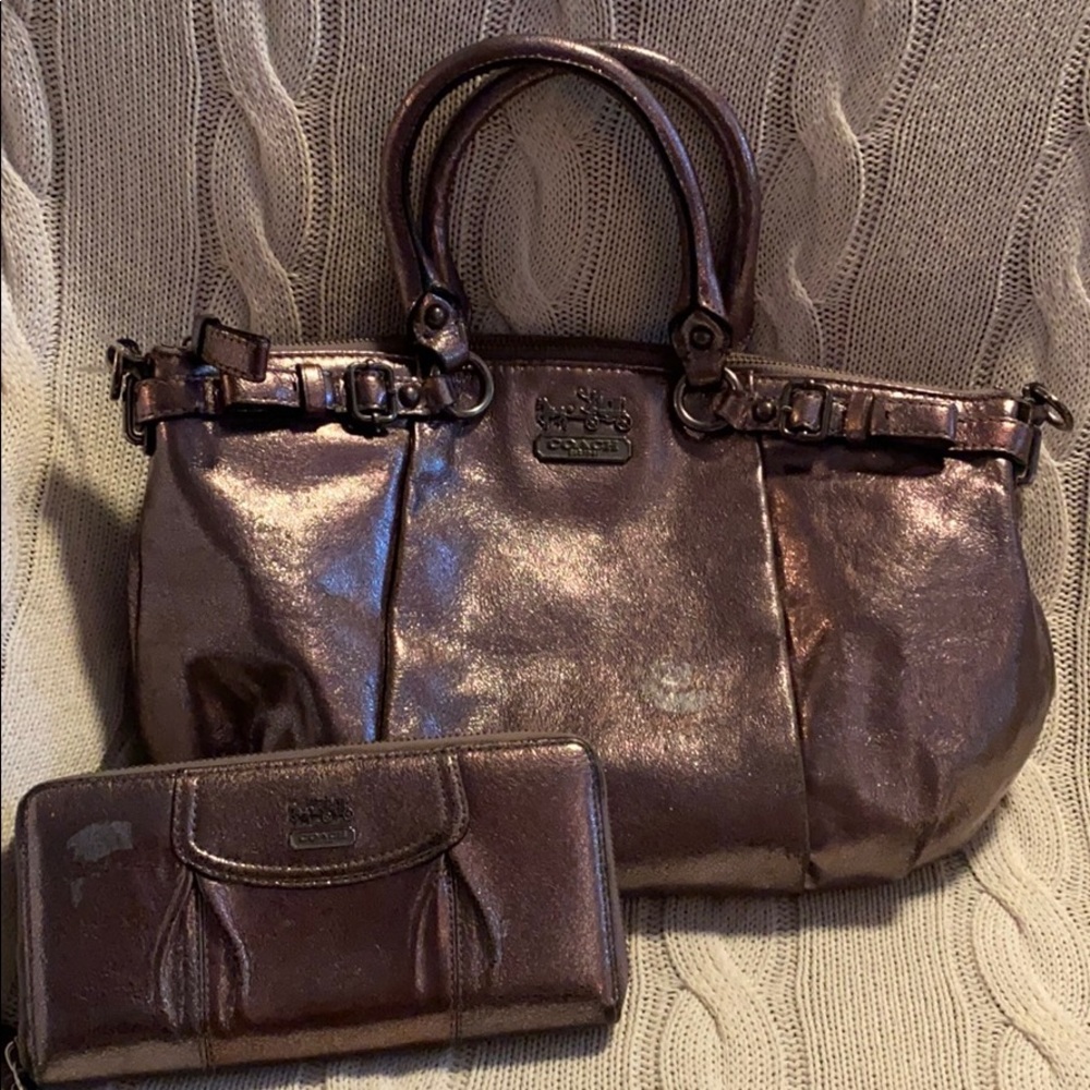 Coach Madison Metallic Leather Sophia Satchel